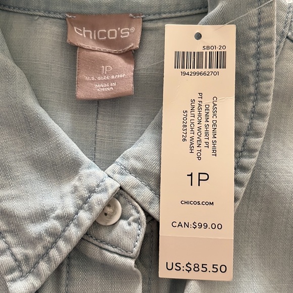 Chico’s Light Wash Jean Shirt - Picture 9 of 10